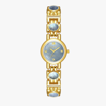 Mira | Elegante Armbanduhr mit Perlmutt-Muschelhalsband