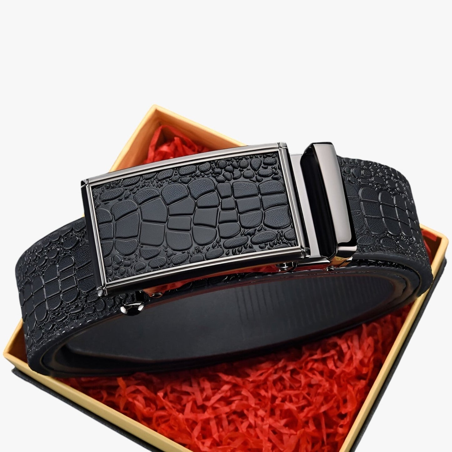 Eithan | Klassischer Ledergürtel mit Krokodilstruktur