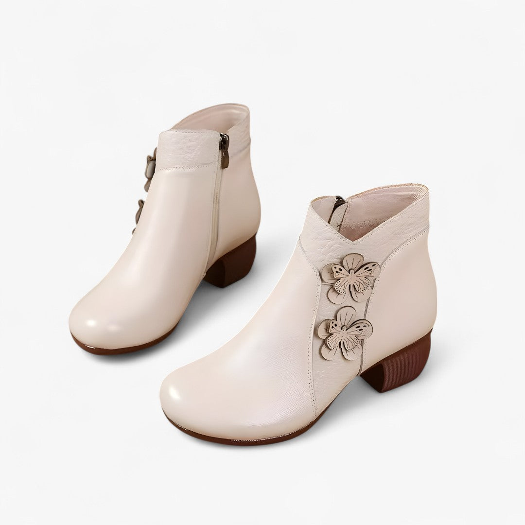 Greta | Retro-Stiefeletten aus echtem Leder mit optischem Absatz