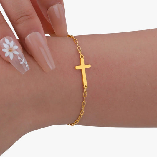 Elisa | Armband mit Kreuz aus Edelstahl – Wasserfest Eleganz