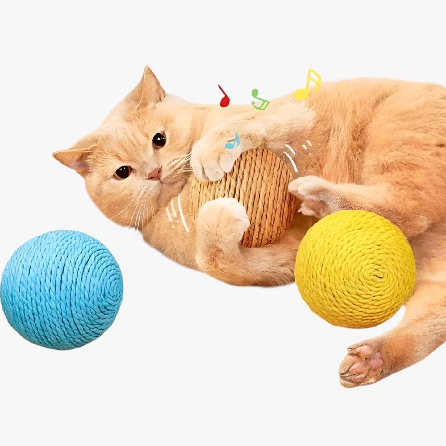 Elio | Spielball 8 cm für Katzen Interaktiv, beißbar und mit Geräuschen