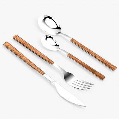 Minette | 12-teiliges Besteckset – Holzgriffe, spülmaschinenfest