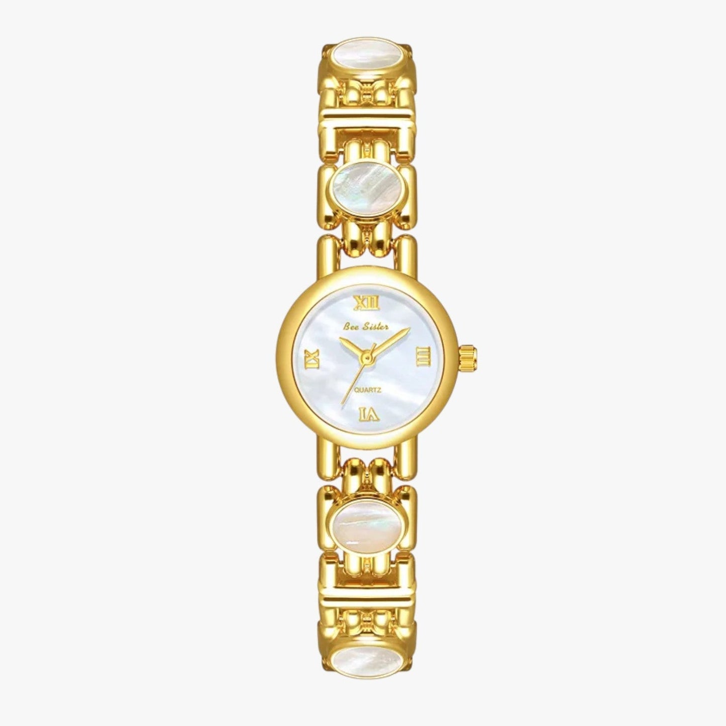 Mira | Elegante Armbanduhr mit Perlmutt-Muschelhalsband