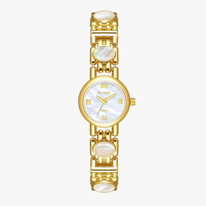 Mira | Elegante Armbanduhr mit Perlmutt-Muschelhalsband