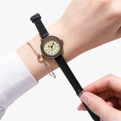 Laurel | Vintage Lederuhr mit römischem Ziffernblatt