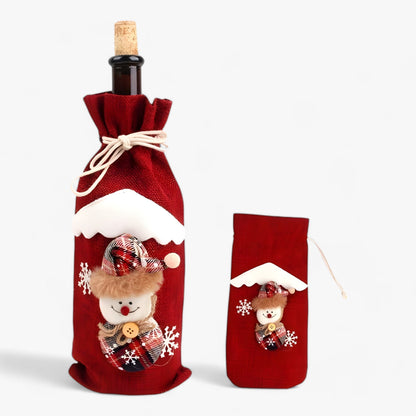 FengRise Dekoration | Flasche Hülle Weihnachtsmann - Geschenkhalter in Weihnachtsstrümpfen - Weihnachtsgeschirr - Neujahrs Geschenk
