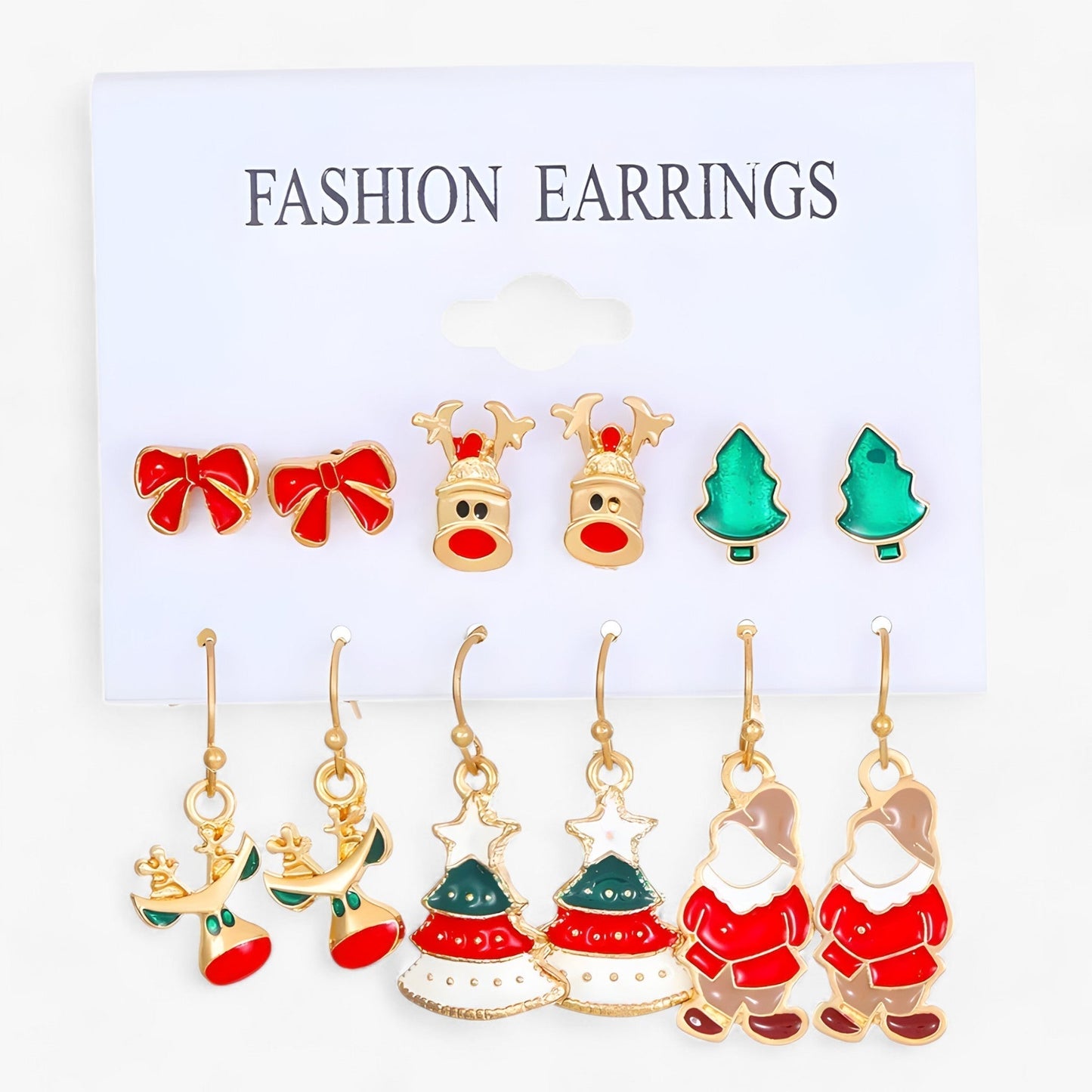 Sparkle | Set aus 6 Paar Weihnachtsohrringen - Funkelnde Designs aus Zirkonia