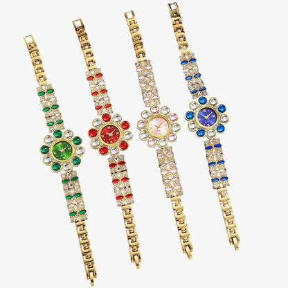 Lilliana | Elegante Armbanduhr mit Blumen-Zifferblatt aus Kristall