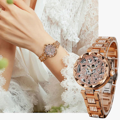 Ana | Luxusuhr für Damen 2025 Mechanische Eleganz aus Stahl und Diamanten 3D