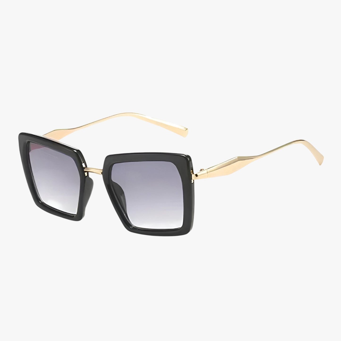 Riley | Vintage quadratische Sonnenbrille mit dunkelgrünen Gläsern