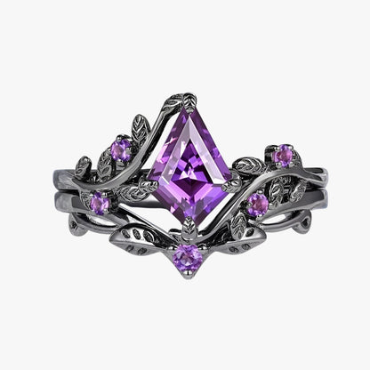 Eva | Set aus lila stapelbaren Ringen im eleganten Gothic-Stil