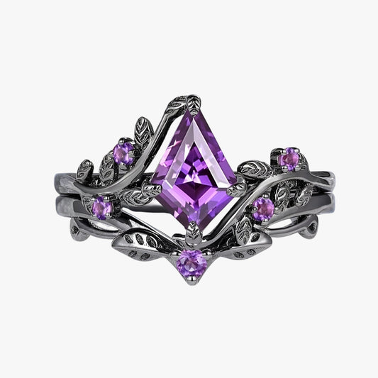 Eva | Set aus lila stapelbaren Ringen im eleganten Gothic-Stil