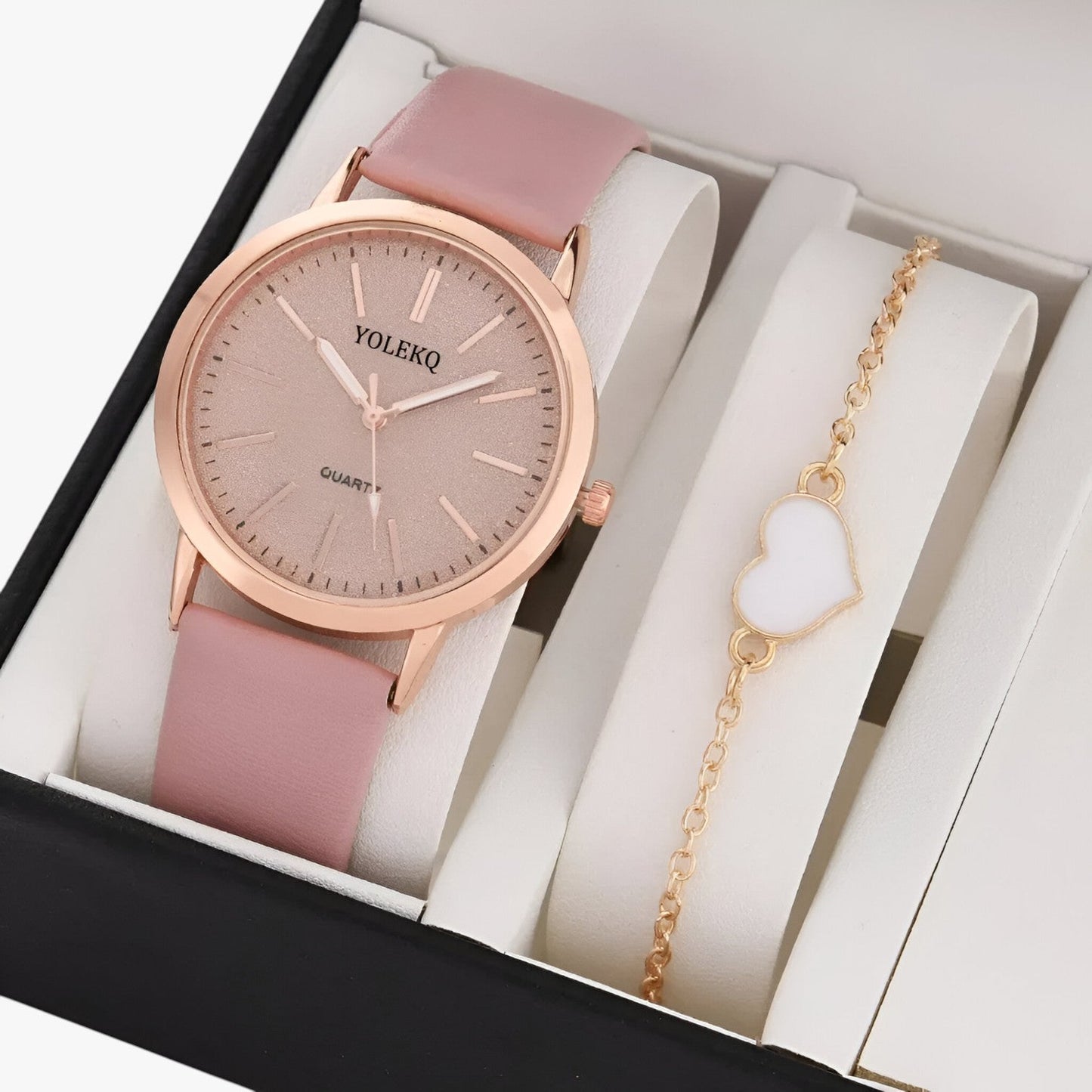 Nova | Set Eleganza Femminile 2 Uhren aus Leder für Damen und Armband, Luxusstil am Handgelenk