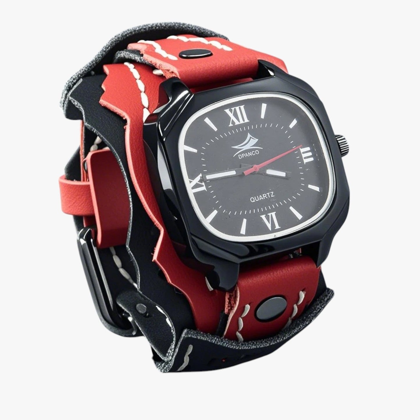 Alden | Großes quadratisches Herrenuhr mit echtem Lederarmband