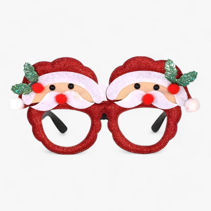 Urlaubsfeiernder | Weihnachtsbrille mit Weihnachtsmann, Weihnachtsbaum und Schneemann - Lustige Accessoires für Festtagsfotos