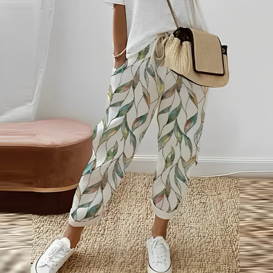 Boho Damenhose mit Blattmuster – Selina
