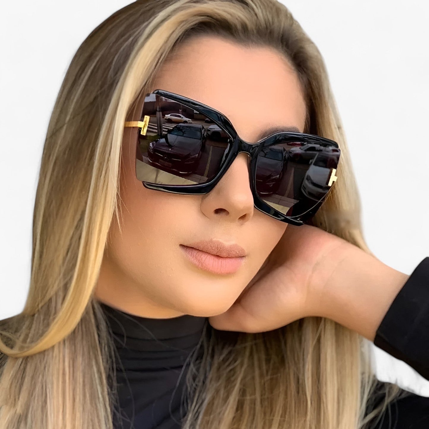 Andrea | Katzenaugen-Sonnenbrille mit T-Rahmen - gewagter Stil, lebendige Farben