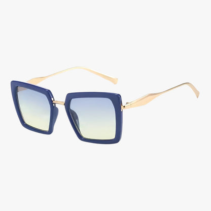 Riley | Vintage quadratische Sonnenbrille mit dunkelgrünen Gläsern