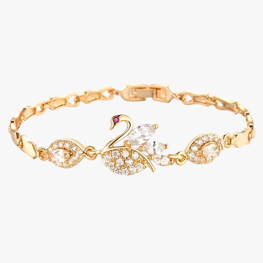 Esmeralda | Elegantes Damenarmband mit klassischem Zirkon-Schwan in Gold