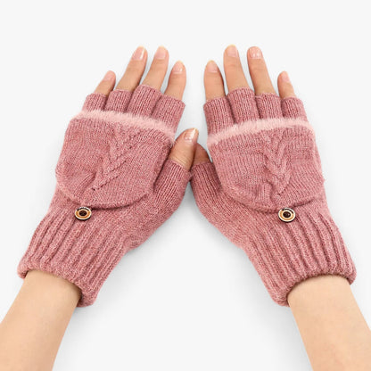 Dicke umgeschlagene gestrickte Handschuhe für Damen - für kaltes Wetter
