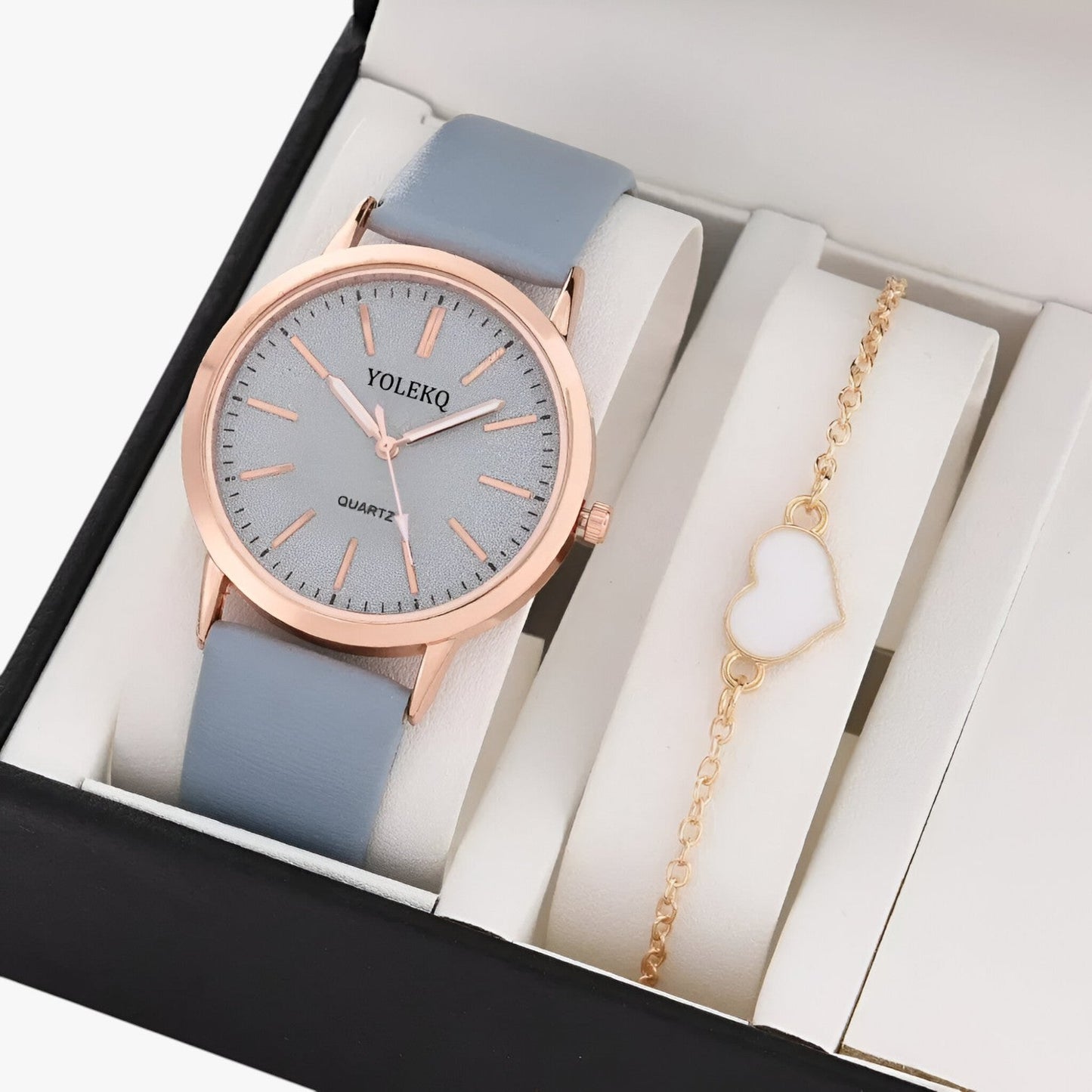 Nova | Set Eleganza Femminile 2 Uhren aus Leder für Damen und Armband, Luxusstil am Handgelenk