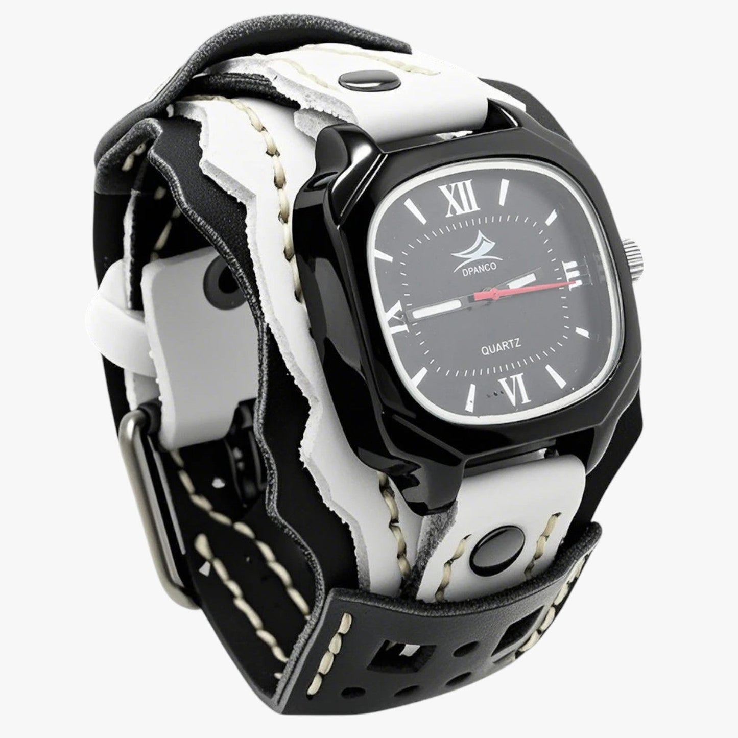 Alden | Großes quadratisches Herrenuhr mit echtem Lederarmband