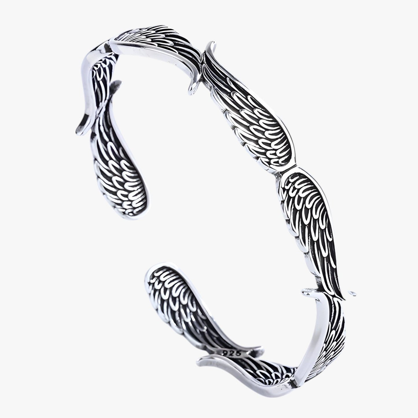 Jayce | Armband aus 925er Silber mit Goldener Feder im Vintage Punk Stil