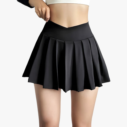 Luna | Hoher taille plissierter sportlicher Rock mit integrierten Shorts