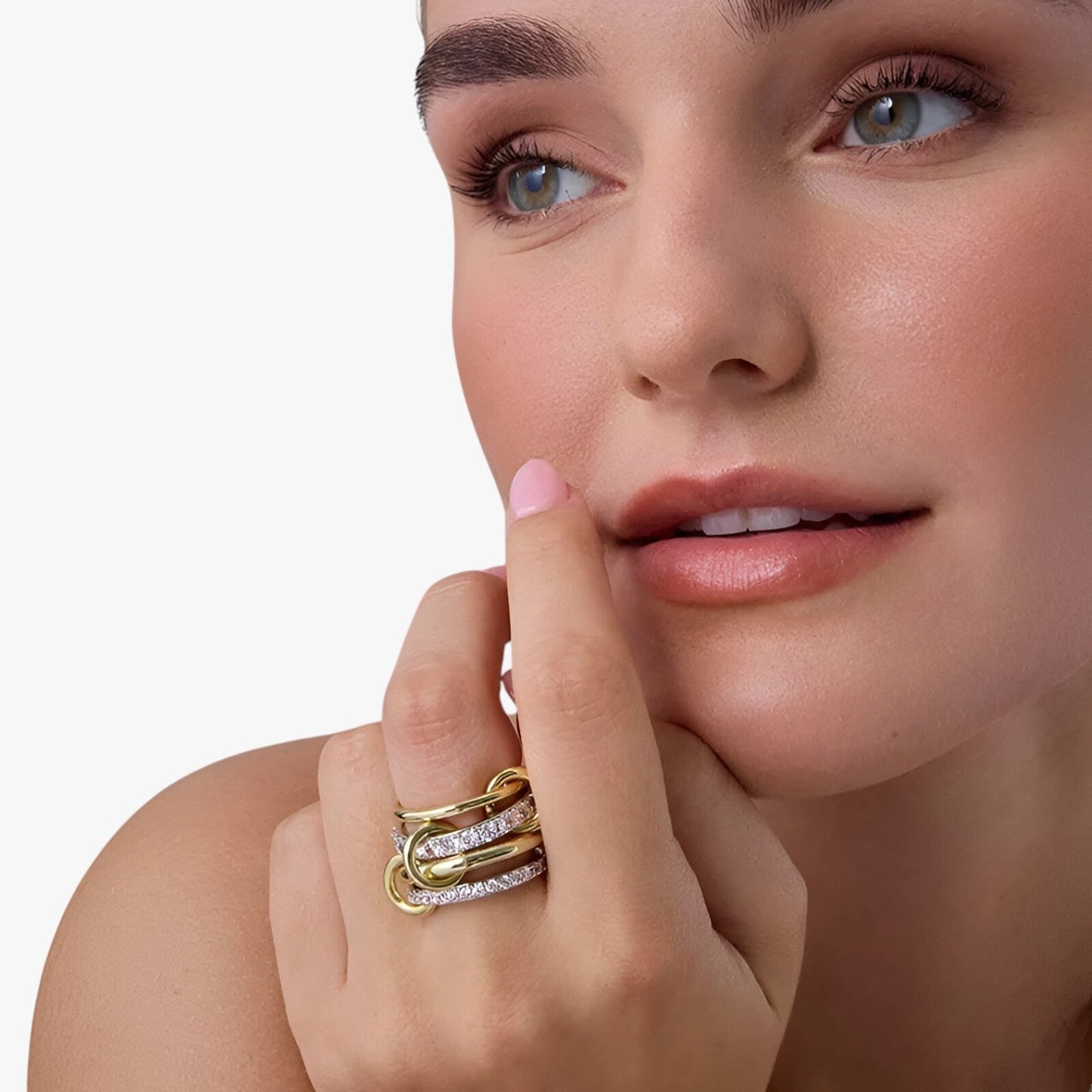 Elise | 18K Gold gestapelte Ringe mit Zirkonia