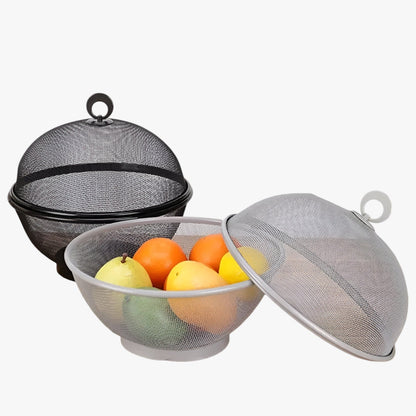 Edith | Fliegenfrei & Geräumig: Obstschale aus Edelstahl mit Deckel und großem Volumen