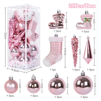 21 Stück Weihnachtskugel-Ornamente – elegante Eiszapfen-Anhänger für Dekorationen
