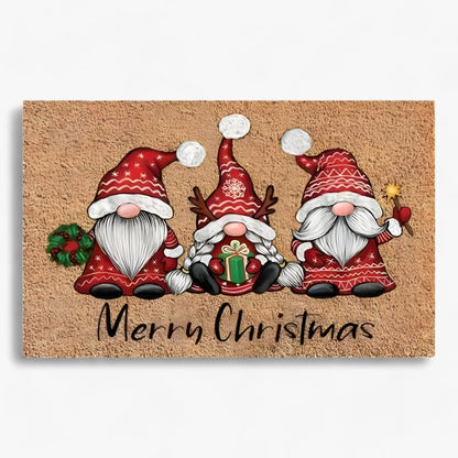 Weihnachtsgnome und Elch | Türmatte  - Festliche Innen-/Außendekoration