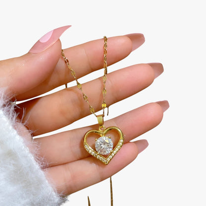 Skylar | Damenherz-Kette mit Edelsteinen, elegantes und komfortables goldenes Design
