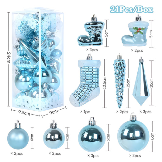 21 Stück Weihnachtskugel-Ornamente – elegante Eiszapfen-Anhänger für Dekorationen