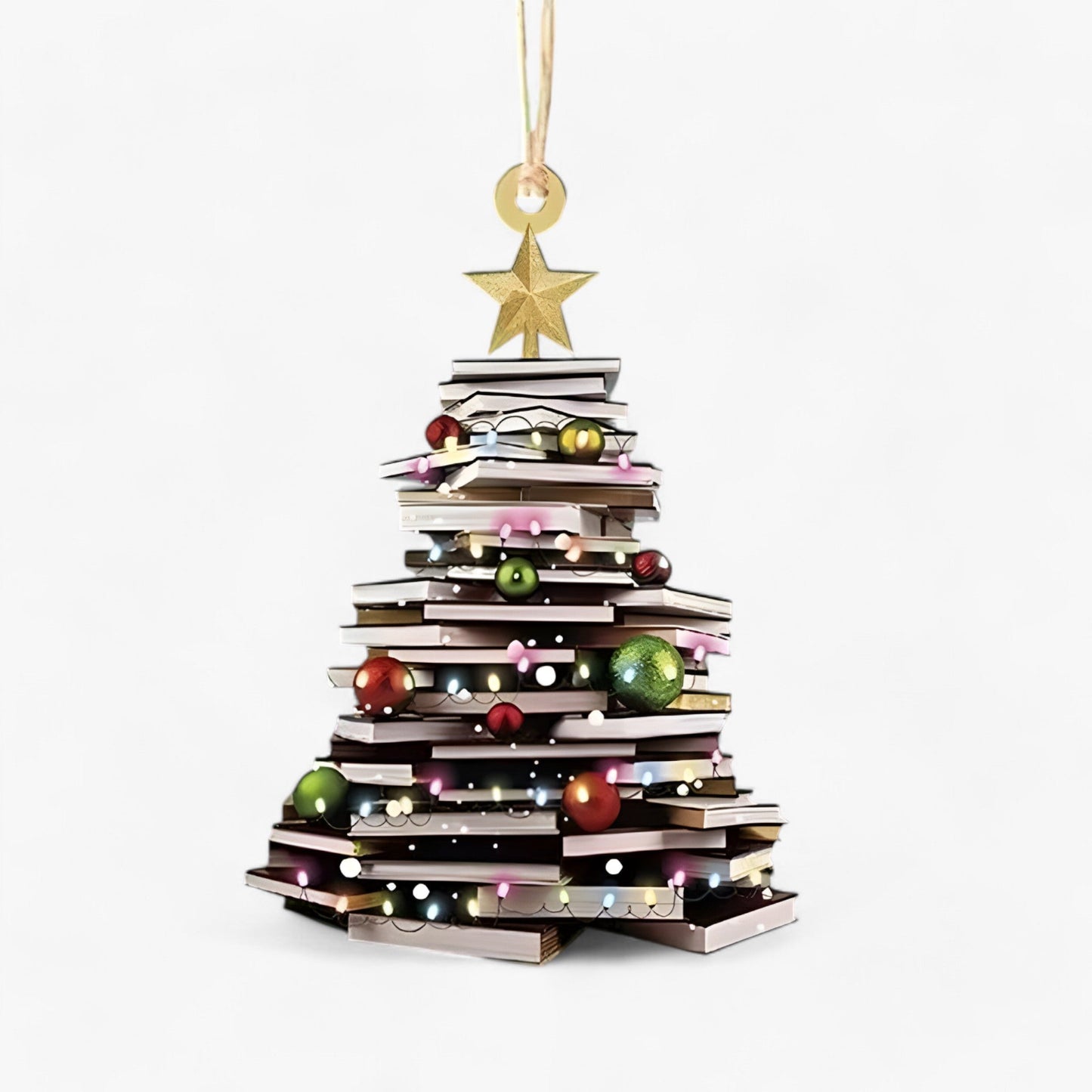 Bücherliebhaber | Pendelleuchte Bücher in flachem 2D-Acryl - Kreative Weihnachtsdekoration für Zuhause und Fenster
