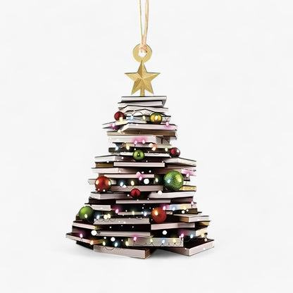 Bücherliebhaber | Pendelleuchte Bücher in flachem 2D-Acryl - Kreative Weihnachtsdekoration für Zuhause und Fenster