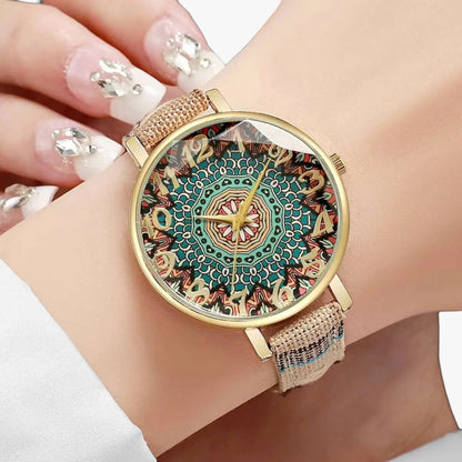 Elora | Vintage Damenuhr mit Blumenmuster