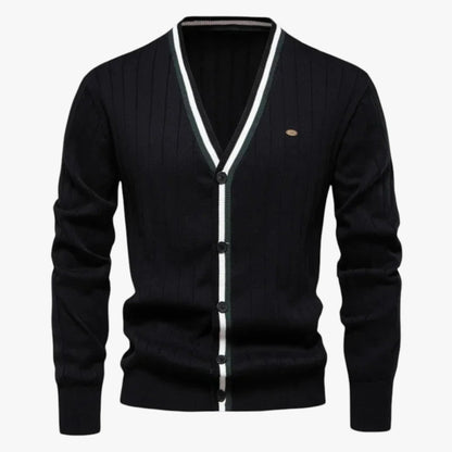 Jeremy | Herren-Lana-Cardigan mit V-Ausschnitt, warmes Color-Block-Design für Herbst/Winter