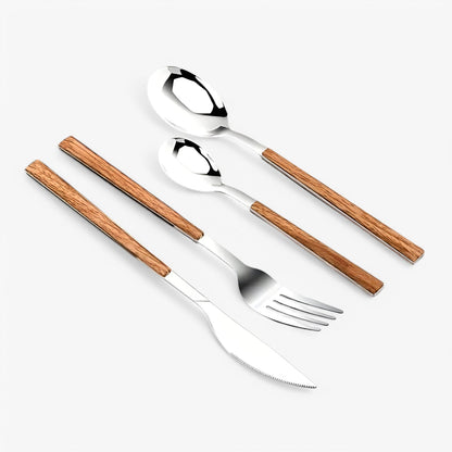 Minette | 12-teiliges Besteckset – Holzgriffe, spülmaschinenfest