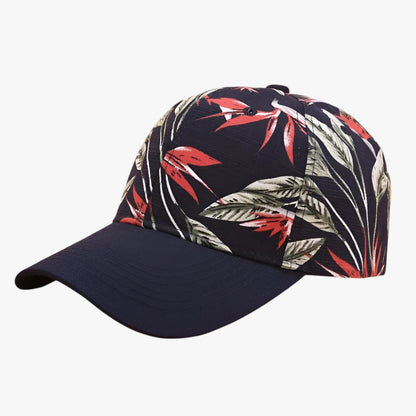 Ezra | Baumwoll-Basecap mit Blätterdruck und Sonnenvisier