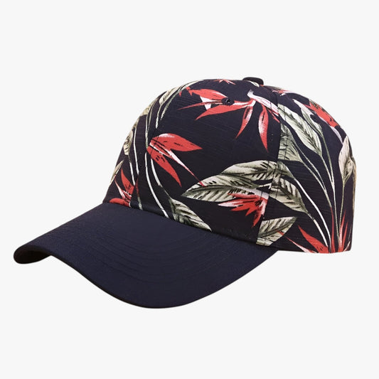 Ezra | Baumwoll-Basecap mit Blätterdruck und Sonnenvisier