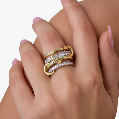 Elise | 18K Gold gestapelte Ringe mit Zirkonia