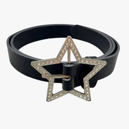 Haven | Rosa Ledergürtel mit Retro-Buckel und funkelnden Diamanten