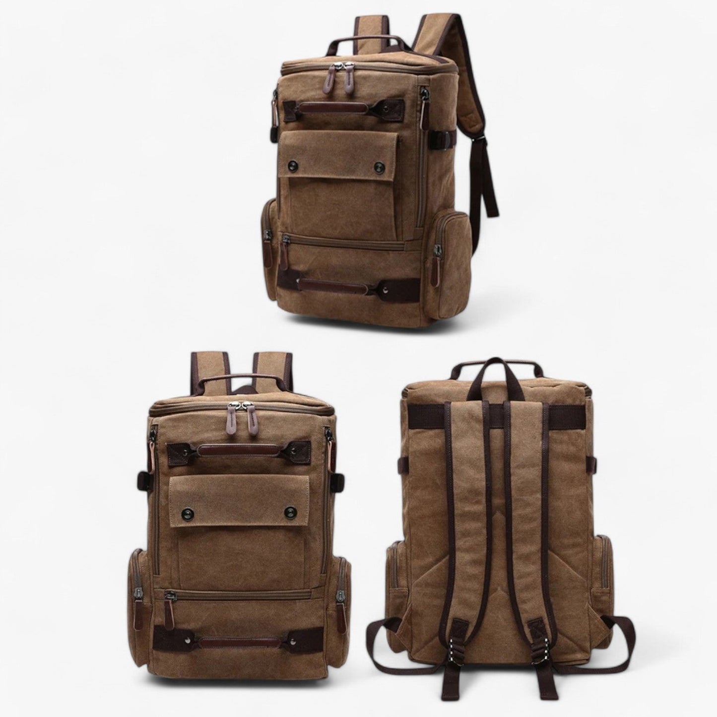 Enrique | Geräumiger Vintage Canvas-Rucksack mit Laptopfach
