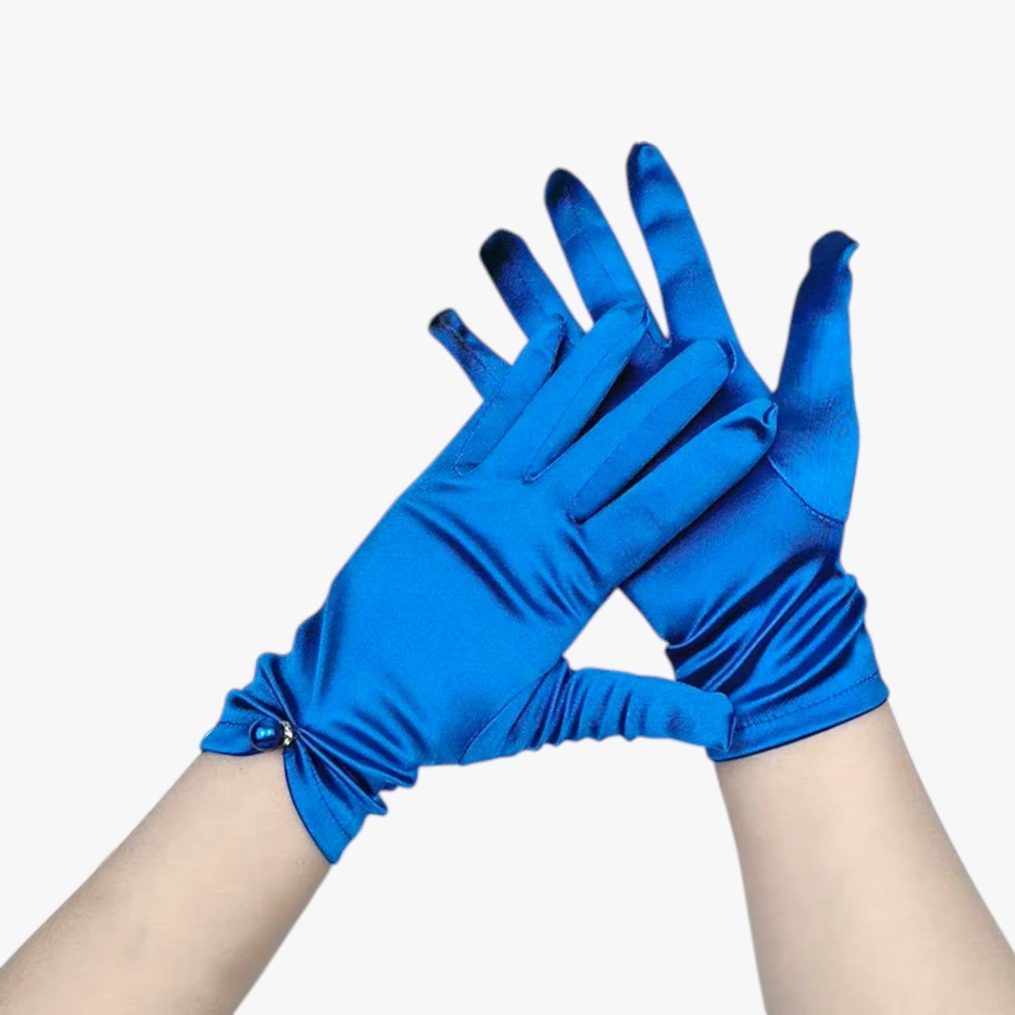 Leila | Elegante Satinhandschuhe mit Perlen Perfekt für Zeremonien und besondere Anlässe