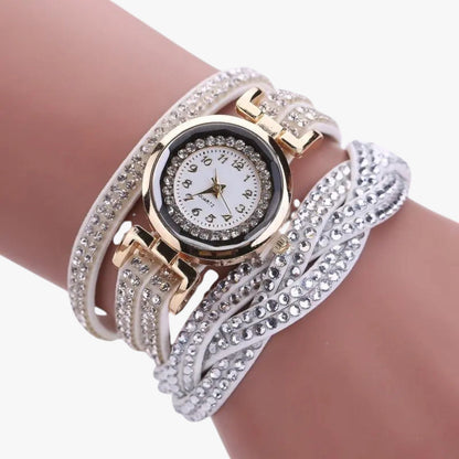 Heidi | Damenuhr mit langem Lederarmband: Eleganz und Glanz vereint