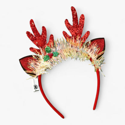 Weihnachts-Diadem mit LED-Schneeflocken-Lichtern - Festliches Stirnband für Mädchen und Frauen