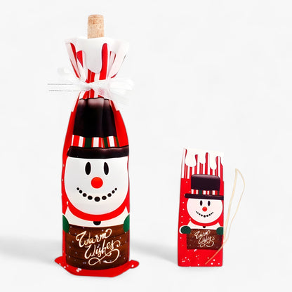 FengRise Dekoration | Flasche Hülle Weihnachtsmann - Geschenkhalter in Weihnachtsstrümpfen - Weihnachtsgeschirr - Neujahrs Geschenk