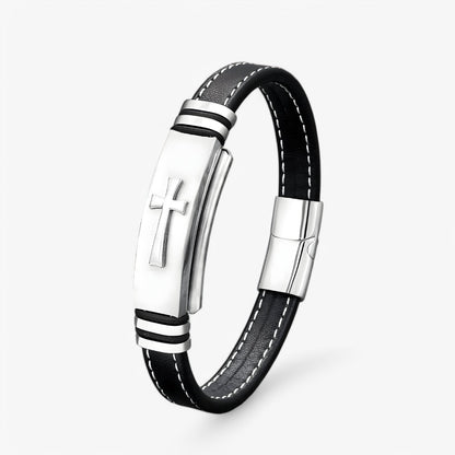 Rafa | Robustes schwarzes goldenes Kreuzarmband