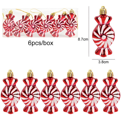 sternenklar | Set mit 6 Christbaumschmuck – festliche rote Süßigkeiten- und Schneeflocken-Dekoration